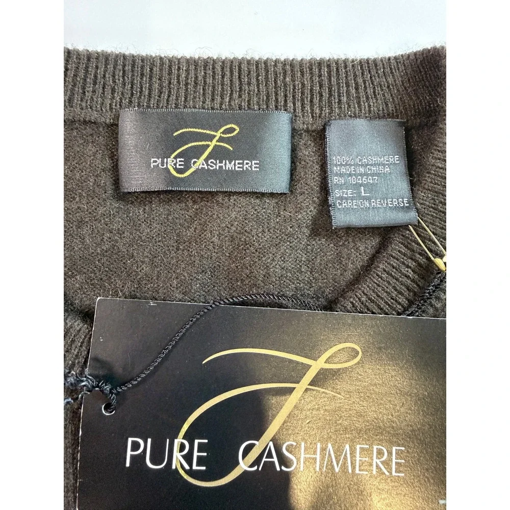 Pure Cashmere Sweater Mens L Brown Crew Neck‎ 100% Cashmere Long Sleeve